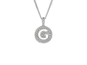 Stone Set Initial G Pendant on Adjustable Silver Chain - Product Code - 9360SILCZ-G