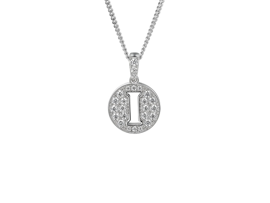 Stone Set Initial D Pendant on Adjustable Silver Chain - Product Code - 9360SILCZ-I