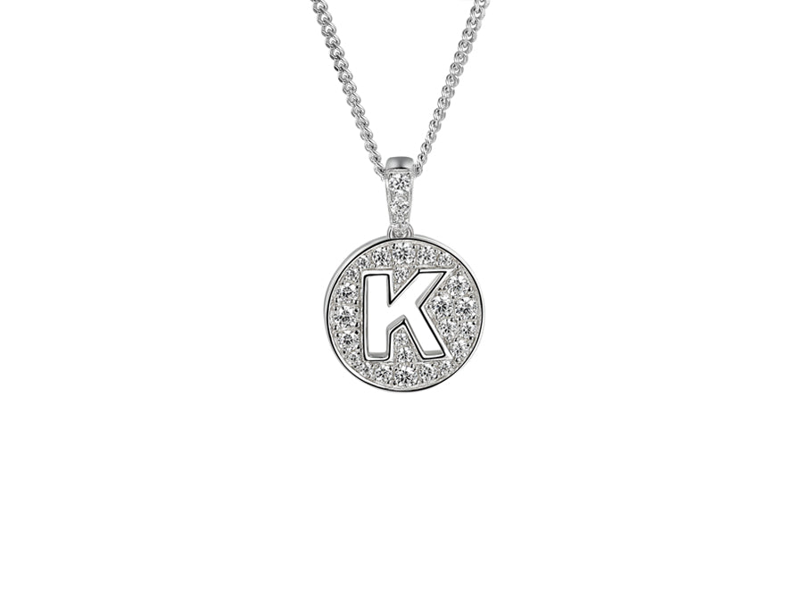 Stone Set Initial D Pendant on Adjustable Silver Chain - Product Code - 9360SILCZ-K