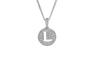 Stone Set Initial L Pendant on Adjustable Silver Chain - Product Code - 9360SILCZ-L