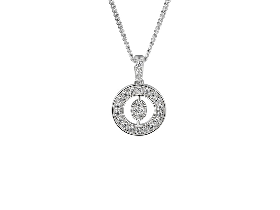 Stone Set Initial O Pendant on Adjustable Silver Chain - Product Code - 9360SILCZ-O