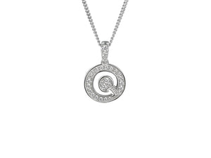 Stone Set Initial Q Pendant on Adjustable Silver Chain - Product Code - 9360SILCZ-Q