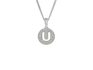 Stone Set Initial U Pendant on Adjustable Silver Chain - Product Code - 9360SILCZ-U