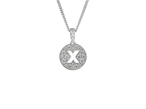 Stone Set Initial X Pendant on Adjustable Silver Chain - Product Code - 9360SILCZ-X