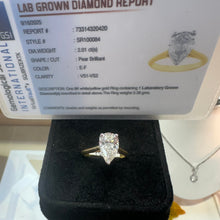 Load image into Gallery viewer, Two Carat Pear Lab Diamond Ring - Product Code - LB8
