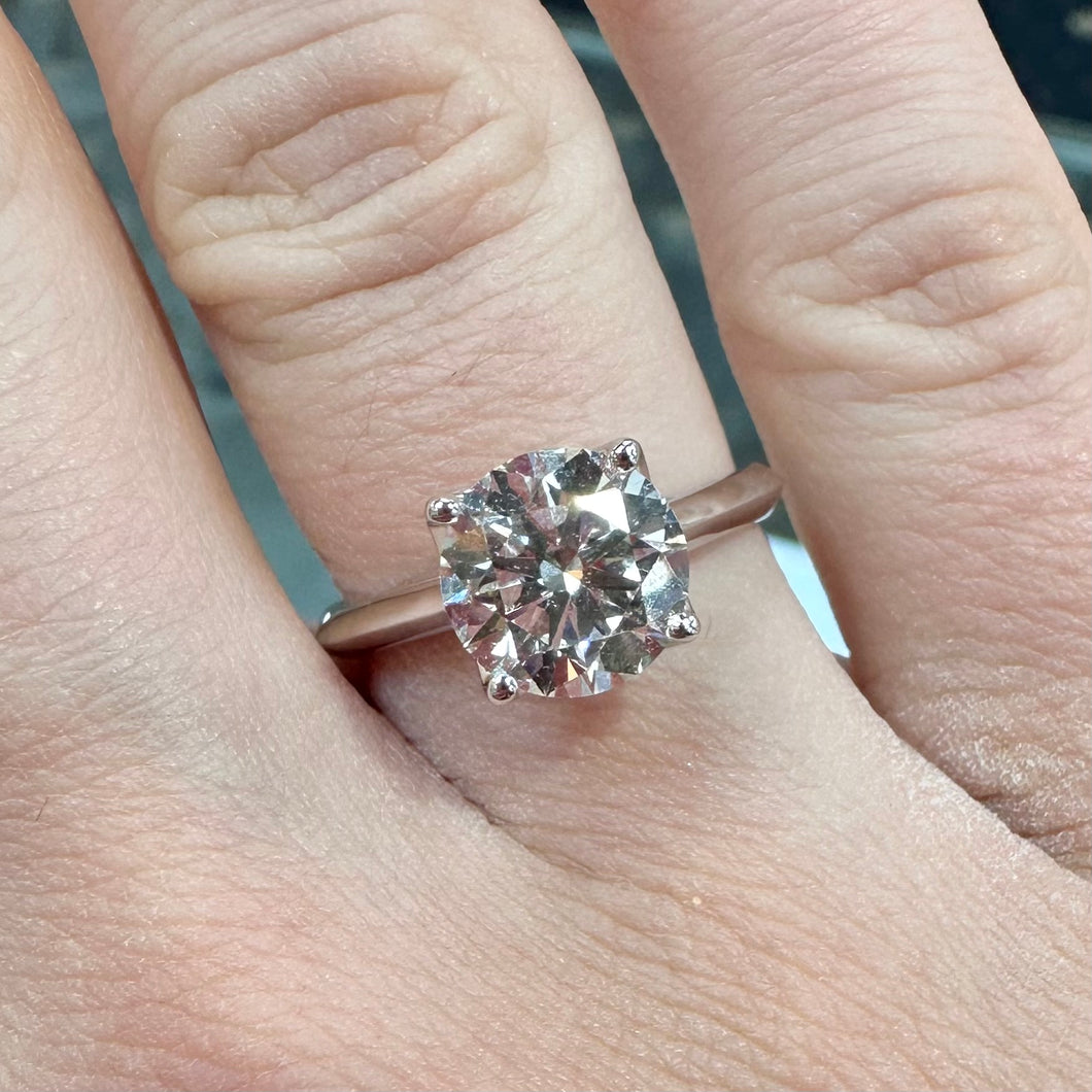 Two Carat Round Lab Diamond White Gold Ring - Product Code - LB3