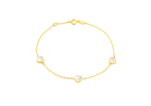 9ct Yellow Gold Mother of Pearl Heart Bracelet - Product Code - 1.29.1642