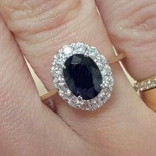 Load image into Gallery viewer, Sapphire &amp; Diamond Hallmarked Yellow Gold Ring - Product Code - E542

