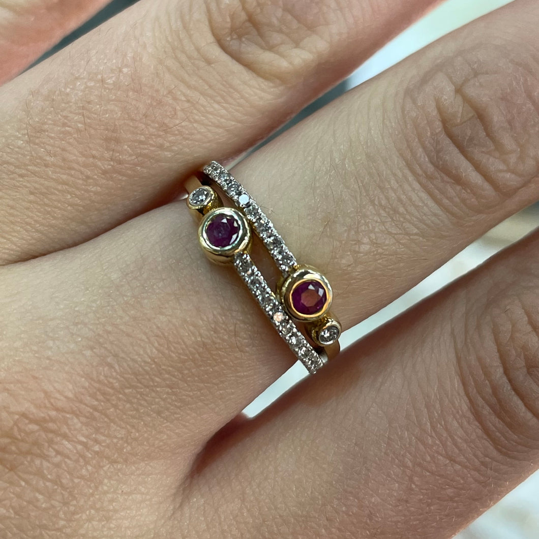 Bubble Design Ruby & Diamond Ring - Product Code - A767