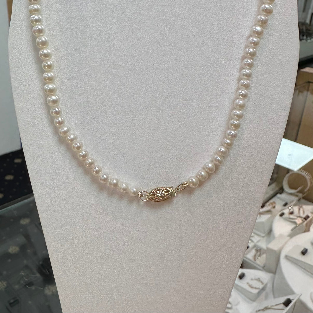 Pearl Necklace with Yellow Gold Clasp - Product Code - LB36