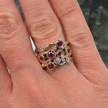 Load image into Gallery viewer, Ruby &amp; Diamond Yellow Gold Bubble Ring - Product Code - A146
