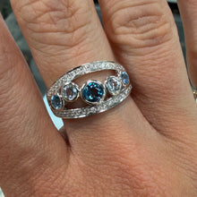 Load image into Gallery viewer, White Gold Hallmarked Blue Topaz Band Ring - Product Code - A318
