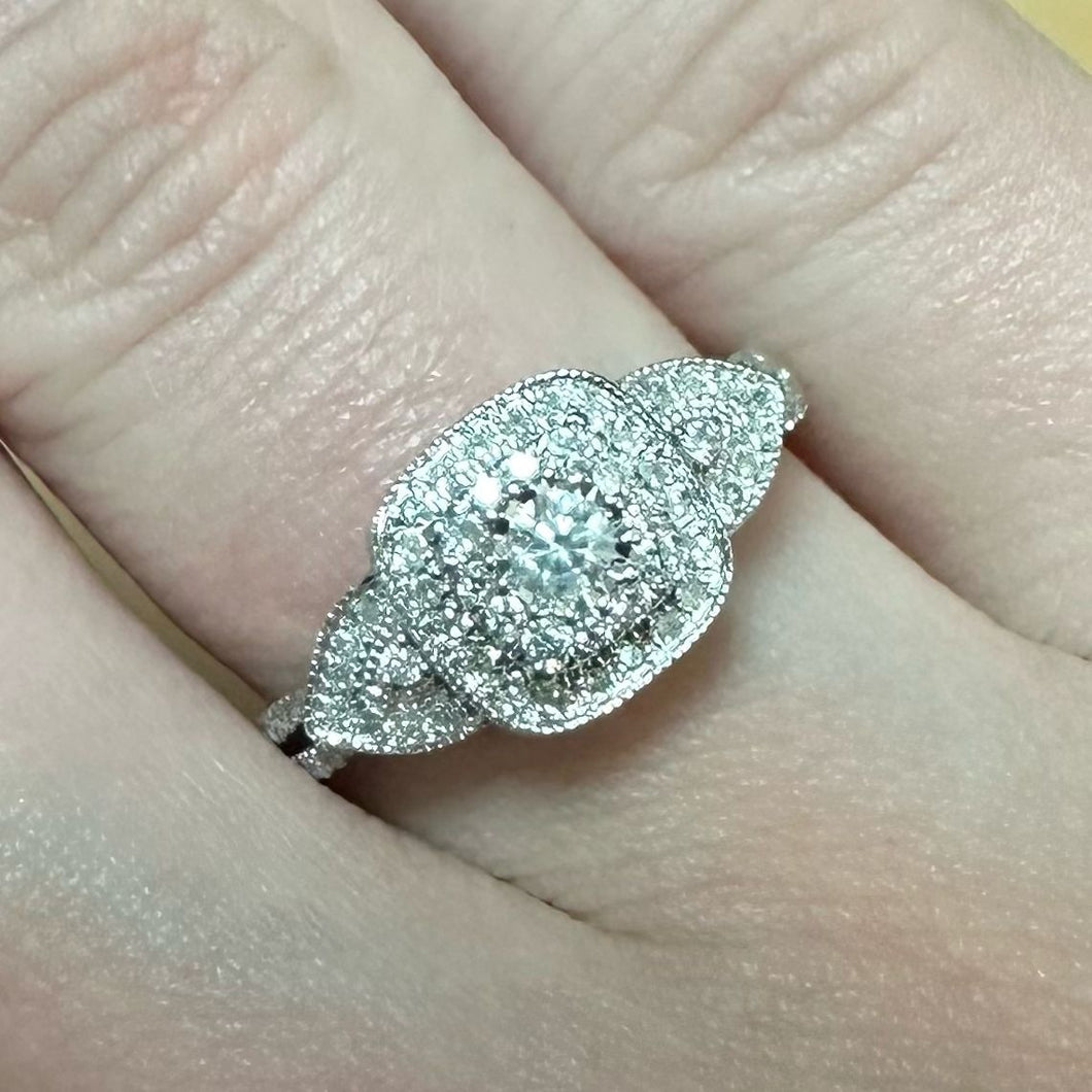 White Gold Diamond Designer Ring - Product Code - E612