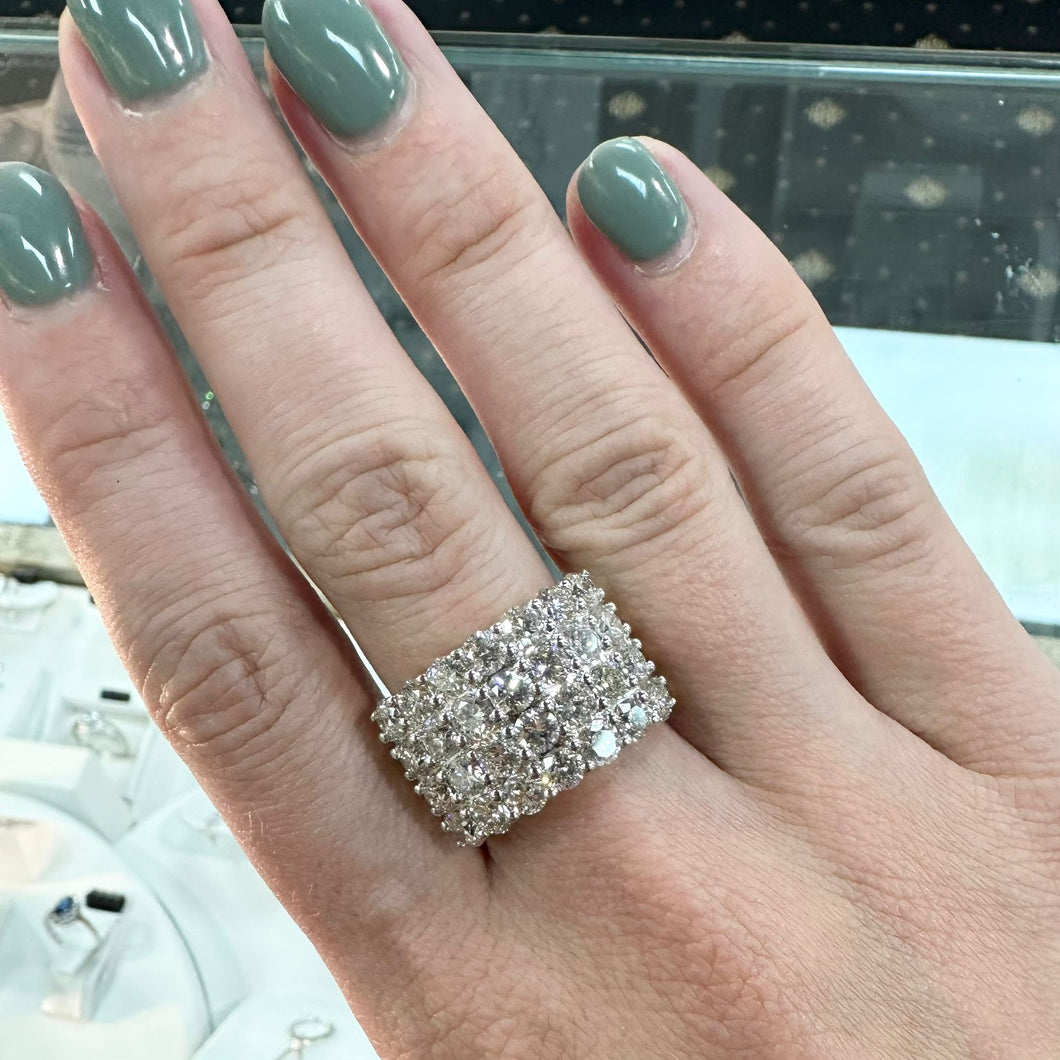 Five Carat Diamond Four Row Diamond Band Ring - Product Code - E619