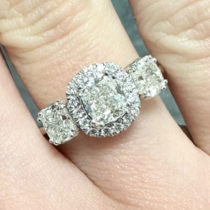 One Only, Two Carat, Cushion Diamond Trilogy Designer Ring - Product Code - E621