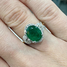 Load image into Gallery viewer, Oval Emerald &amp; Diamond Ring - Product Code - E623
