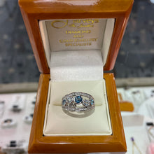 Load image into Gallery viewer, White Gold Hallmarked Blue Topaz Band Ring - Product Code - A318
