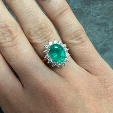 Load image into Gallery viewer, Natural Fine Quality Oval Emerald &amp; Diamond 18ct Yellow Gold Ring - Product Code - R162
