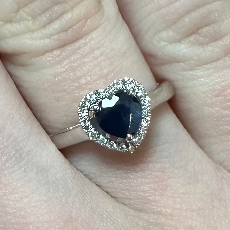 Heart Shaped Sapphire & Diamond Ring - Product Code - G850