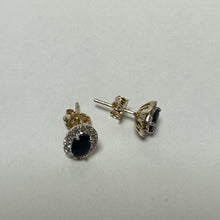 Load image into Gallery viewer, Sapphire &amp; Diamond Yellow Gold Studs -Product Code - E627
