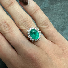 Load image into Gallery viewer, Natural Fine Quality Oval Emerald &amp; Diamond 18ct Yellow Gold Ring - Product Code - R162
