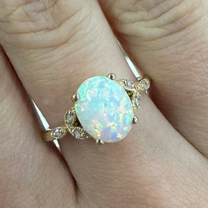 Opal & Diamond Yellow Gold Ring - Product Code - C122