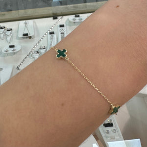 Designer 9ct Yellow Gold Malachite Petal Bracelet - Product Code - 1.29.1622