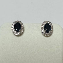 Load image into Gallery viewer, Sapphire &amp; Diamond Yellow Gold Studs -Product Code - E627
