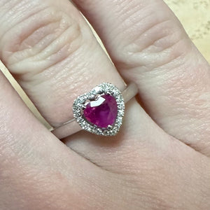 Heart Ruby & Diamond Ring - Product Code - G851