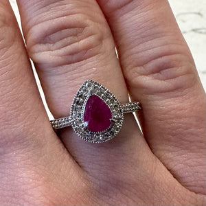 Pear Shaped Ruby & Diamond Designer Ring - G828