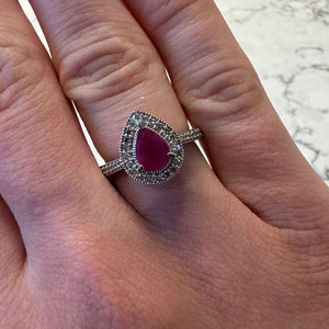 Pear Shaped Ruby & Diamond Designer Ring - G828