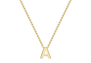 9ct Yellow Gold 'A' initial Adjustable Necklace - Product Code - 1.19.0150