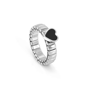Nomination Extension Stainless Steel Ring- Black Agate Heart - Product Code -  046002 101