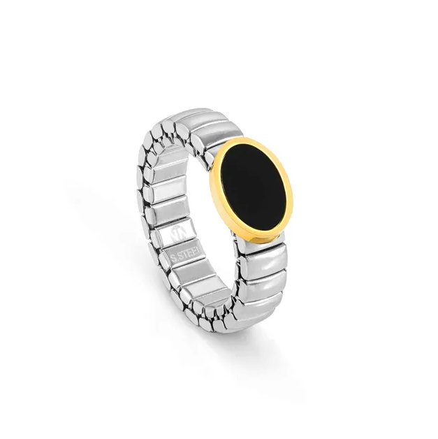 Nomination Extension Stainless Steel Ring, Oval with Stone and Yellow Edge - Product Code - 046002 127