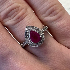 Pear Shaped Ruby & Diamond Designer Ring - G828