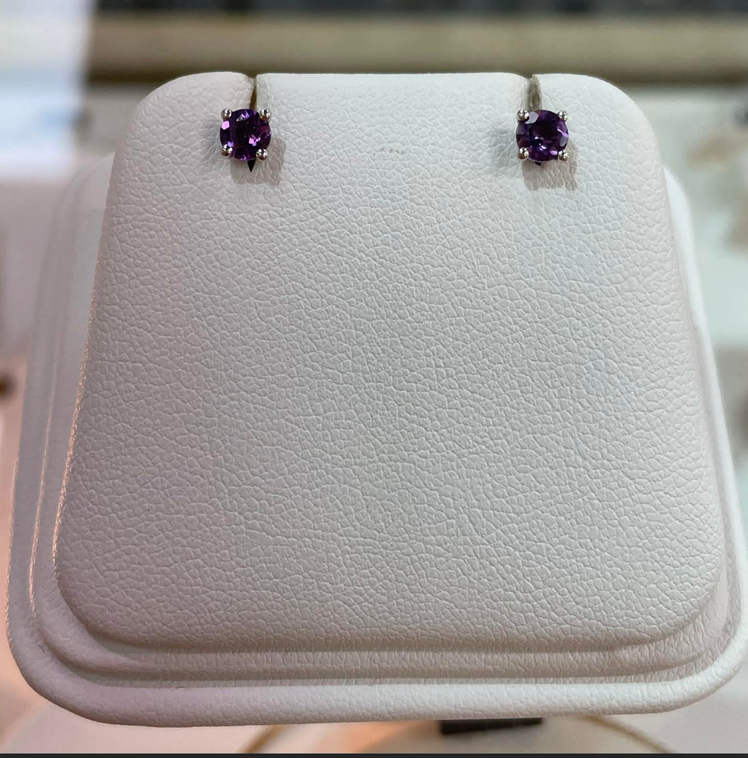 Ameythst Silver Studs - Product Code - A578