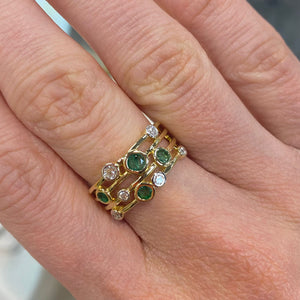 Emerald & Diamond Bubble Design Ring - Product Code - A91