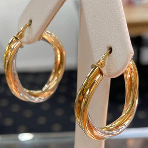 Designer Intertwining Three Colour Earrings - Product Code - VX135