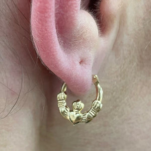 Claddagh Yellow Gold Earrings - Product Code - VX389