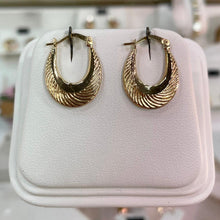 Load image into Gallery viewer, Yellow Gold Patterned Creoles - Product Code - VX103
