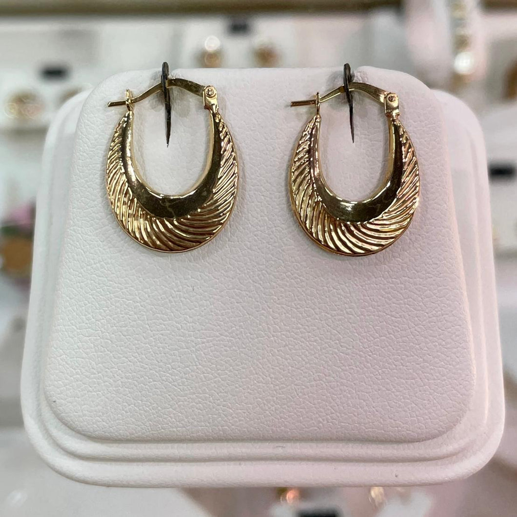 Yellow Gold Patterned Creoles - Product Code - VX103