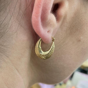 Yellow Gold Patterned Creoles - Product Code - VX103