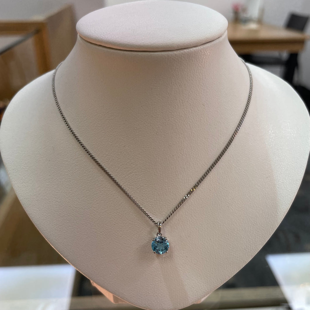 Blue Topaz Pendant & Chain - Product Code - A95