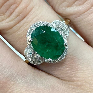 Oval Emerald & Diamond Ring - Product Code - E623