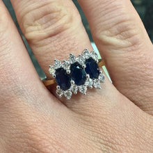 Load image into Gallery viewer, Diamond and Oval Sapphire Yellow Gold Ring - Product Code E537
