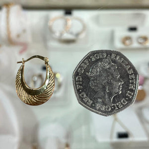 Yellow Gold Patterned Creoles - Product Code - VX103