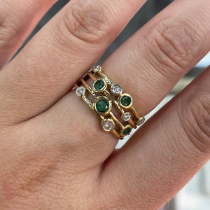 Emerald & Diamond Bubble Design Ring - Product Code - A91