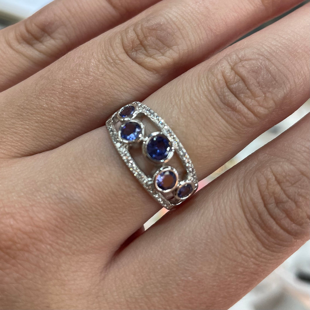 Designer Tanzanite & Diamond Band - Product Code - A893
