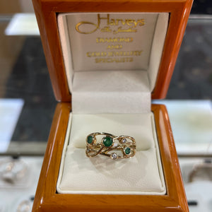 Emerald & Diamond Bubble Ring - Product Code - A136