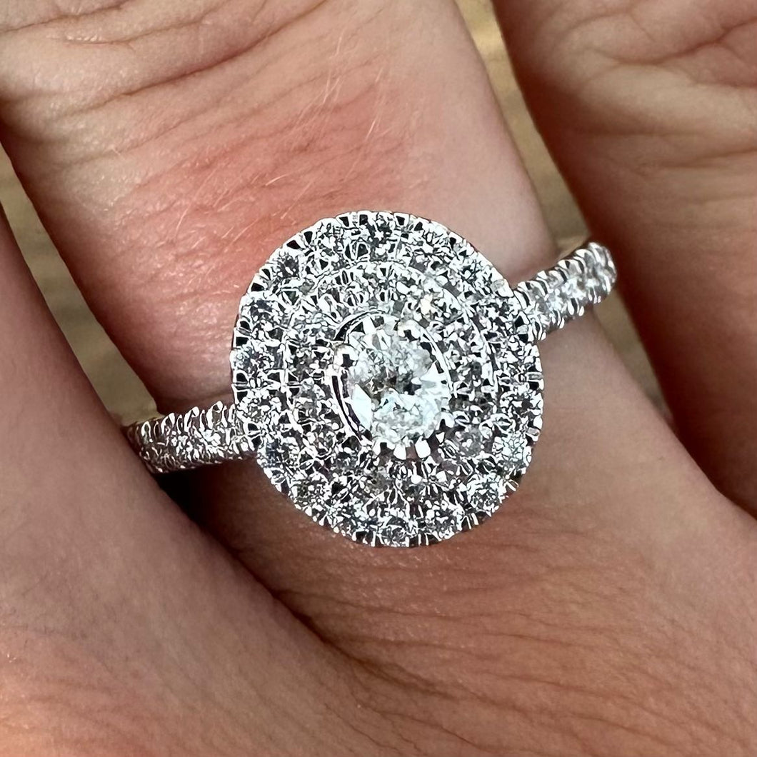 Oval Diamond Halo Ring - Product Code - G874